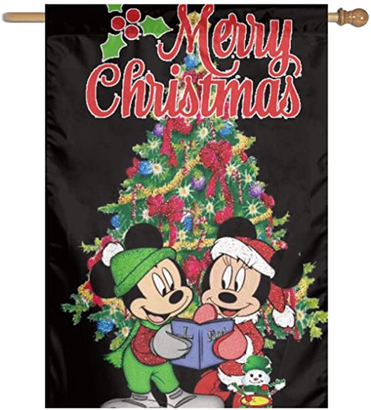 Stockdale Mick-ey Minn-ie Mouse Reading Books Christmas Garden Flag Holiday Courtyard Decoration for Indoor/Outdoor