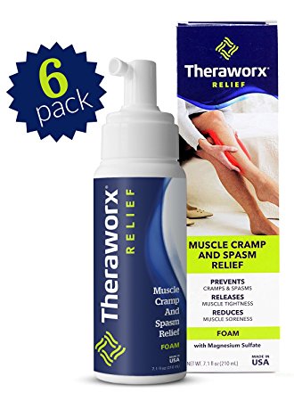 Theraworx Relief 6-Pack Fast-Acting Foam for Leg Cramps, Foot Cramps and Muscle Soreness, 7.1oz