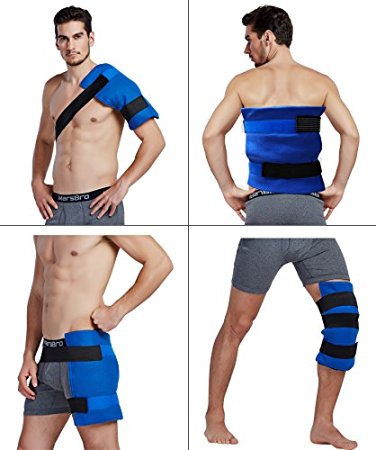 Koo-Care Large Flexible Gel Ice Pack & Wrap with Elastic Velcro Straps for Hot Cold Therapy - Great for Sprains, Muscle Pain, Bruises, Injuries ( Shoulder, Back, Hip, Thigh, Knee, Shin )(11" x 14")