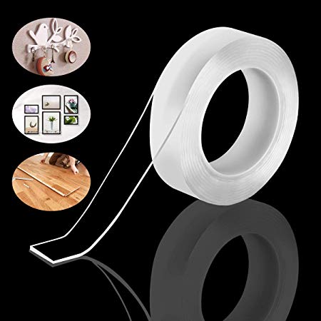 Multifunction Nano Tape-Traceless Washable Adhesive Tape - Free to Remov, Transparent Double Sided Tape for Paste Photos and Posters, Fix Rug and Furniture, Paste Items etc（16.4FT）5m DISINO