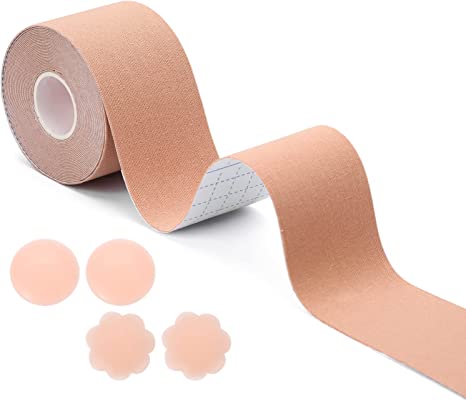joyliveCY Boob Tape Set 3 in 1,BoobTape Invisible Chest Lift Tape Push up Body Tape DIY Breathable Breast Lift Tape,Breathable Breast Lift Tape for A-E Cups and 2 Pairs Nipple Cover