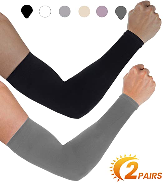 Aegend 2 Pair UV Protection Cooling Arm Sleeves UPF 50 Sun Sleeves for Men Women Youth