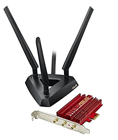 ASUS PCE-AC68 Next Generation Dual-Band Wireless-AC1900 PCIe Adapter, High-Power Design, 3 x Enternal Antennas