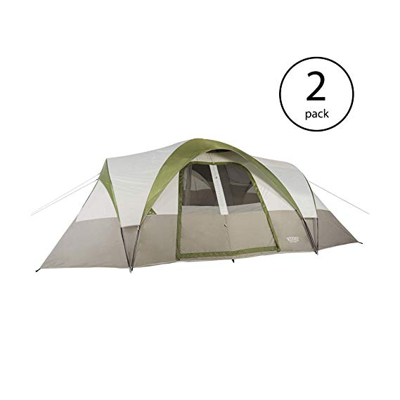 Wenzel Mammoth 16 Person Family 3 Season Outdoor Camping Dome Tent w/Divider (2 Pack)