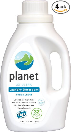 Planet 2X Ultra Laundry Detergent, Unscented, 50 Fluid Ounce (Pack of 4)