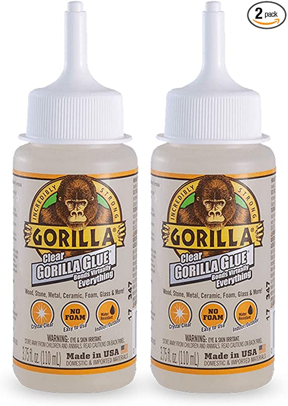 Gorilla Clear Glue, 3.75 ounce Bottle, Clear (Pack of 2)