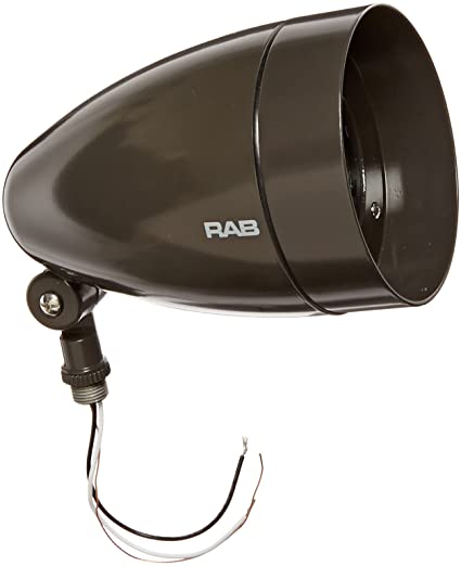 RAB Lighting HBLED13A Bullet Shape Cool LED Floodlight with Hood and Lens, Aluminum, 13 Watts, 724 Lumens, 277 Volts, Bronze Color