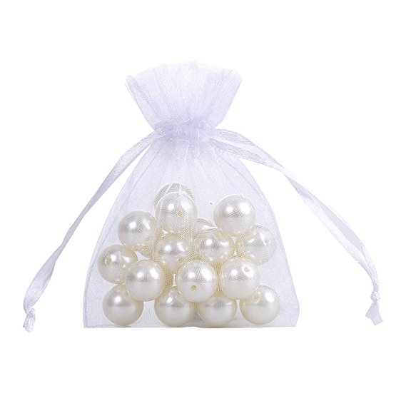 ling's moment 3x4 Inch Sheer Organza Gift Candy Bags (100, White)