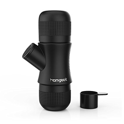 Homgeek Mini Espresso Maker Portble Hand Held Coffee Maker Manual Pressure Espresso Machine for Home office Travel Outdoor(Black)