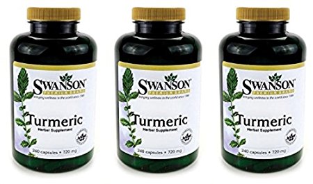 Swanson Premium Brand Turmeric Whole Root Powder 720 mg, 3 Count