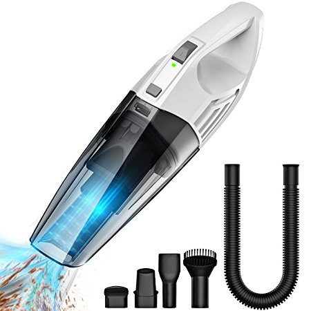 Homasy Handheld Vacuum, Cordless Hand Vacuum Portable Wet Dry Bagless Vacuum Cleaner Set with Cyclonic Suction and Quick Charge Technology for Cars, Home, Pet Hairs - Pure White