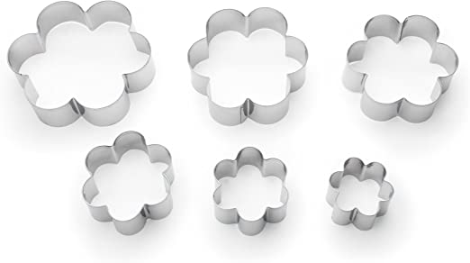 Fox Run Flower Cookie cutters, 6 piece, Metallic,3621