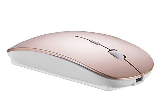 LOVRI 2.4G Rechargeable Slim Wireless Mouse with USB Receiver, 3 Adjustable DPI Levels for Notebook, PC, MAC, Laptop, Computer, Macbook (Rose Gold)