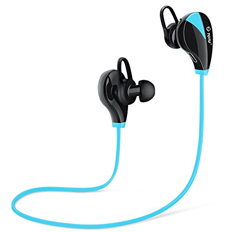 Bluetooth Headphones, TOTU Wireless Sports Earphones In Ear Earbuds w/ Mic Noise Cancelling Secure Fit for Gym Running Workout (IPX5 Sweatproof , AptX Stereo, 8 Hours Playtime) - Blue