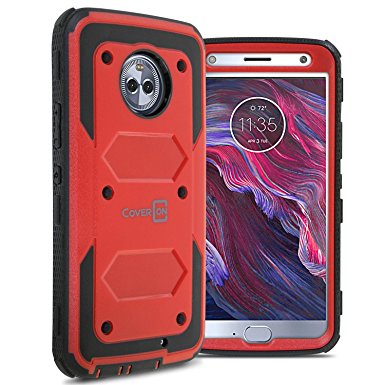 Moto X4 Case, CoverON Tank Series Heavy Duty Full Body Protective Phone Cover for Motorola Moto X4 (2017) - Red