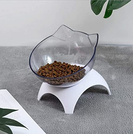 Cat Dog Bowls with Raised Stand, 15° Tilted Pet Bowl Stress-Free Suit for Cats Small Dogs, Food & Water Bowl, Healthy & Hygienic Feeder Bowls Pet Bowl (Single Bowl)