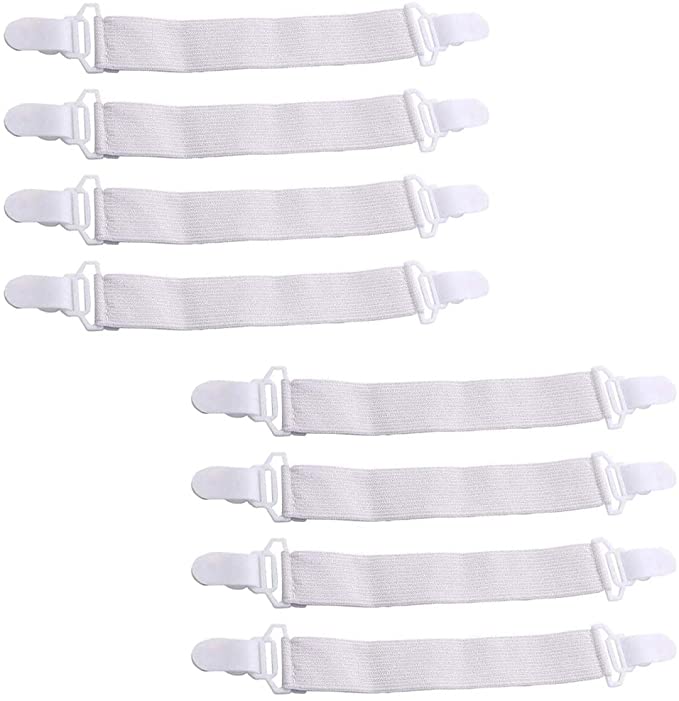 8 PCS Sheet Fasteners Bed Sheet Clips, Elastic Sheet Gripper Mattress Clip Fastener, Bed Sheet Holder Straps Keepers for Flat Sheets, Fitted Sheets