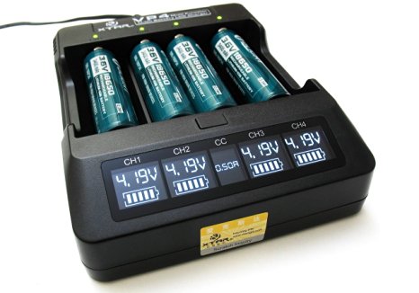 Xtar XTAR VP4 4-Bay Smart Battery Charger with LCD Digital Display, Black XTAR-VP4