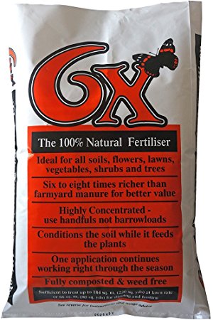 6X Natural Fibrous Fertiliser 1 x 15kg bag