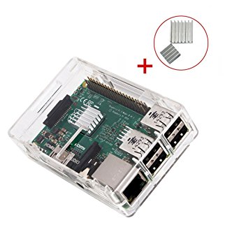 KuGi Raspberry Pi 3 Model B case PC Protective Case with 2x Heatsinks for Raspberry Pi 3 Model B, Pi 2 Model B & Pi Model B  (Clear)