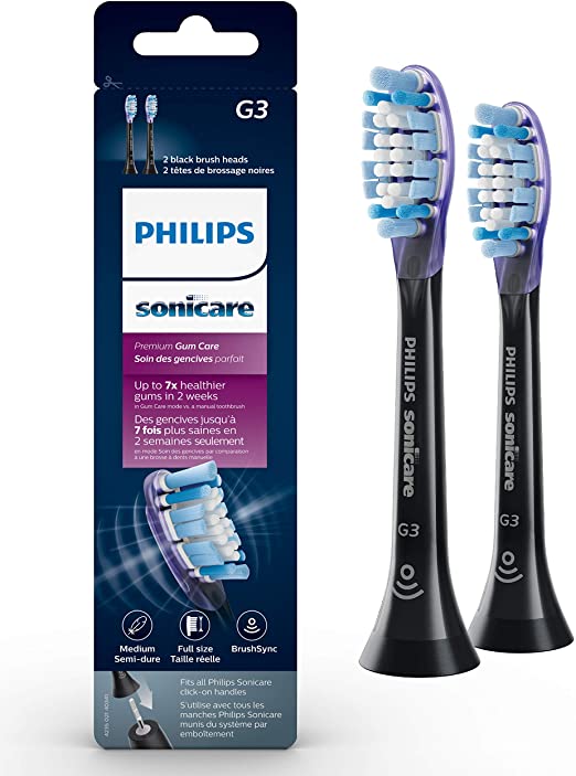 Philips Sonicare Premium Gum Health RFID Replacement Brush Heads, 2 Pack, HX9052/95, Black