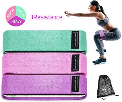 Resistance Hip Bands，Acokki Booty Bands Non-Slip Circle Fabric Strength Bands for Legs and Butt Workout Program 3 Pack Set