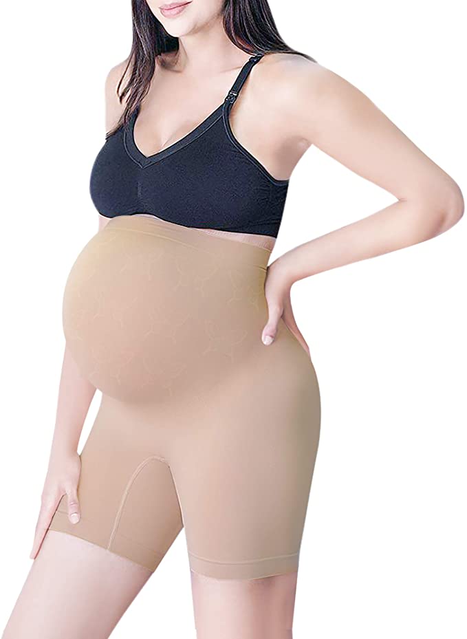 Diravo Womens Seamless Maternity Shapewear High Waist Mid-Thigh Pettipant Pregnancy Underwear for Belly Support