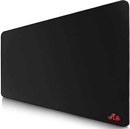 Rii Extended Gaming Mouse Pad XXL Thick Cloth,Long Large Mousepad with Stitched Edges,Desk Pad Keyboard Mat,Non-Slip Base,Waterproof Keyboard Pad,for Gamer,Office & Home,Keyboard,PC-Black