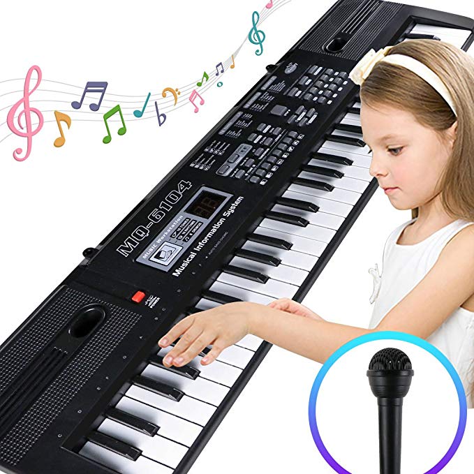 Digital Music Piano Keyboard 61 Key - Portable Electronic Musical Instrument Multi-function - with Microphone Kids Piano Musical Teaching Keyboard Toy Birthday Christmas Festival Gift for Kids
