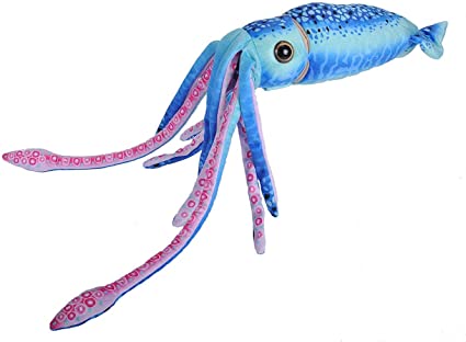 Wild Republic Wr Print Squid Plush, Stuffed Animal, Plush Toy, Gifts for Kids, Blue, 22"