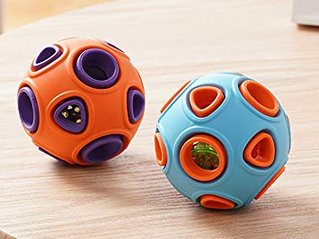 UNIWILAND 2 Dog Ball Toy - Bouncy Rubber Ball with Jingle Bell and Glow Ball, Nontoxic Natur Durable Dog Ball for Puppy Dog Cat Playing Chewing, and Teeth Cleaning, Perfect for Fetch (3.5")