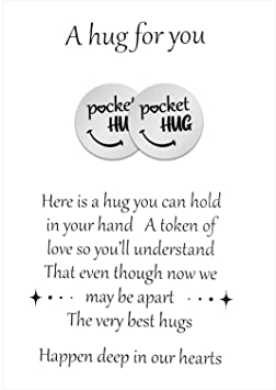 2 Pieces Pocket Hug Token Keepsake Cheer up Gifts for Him Pocket Keepsake Thinking of Gift for Friend Back to School Gifts with Card and Envelope, Long Distance Relationship Love Gift