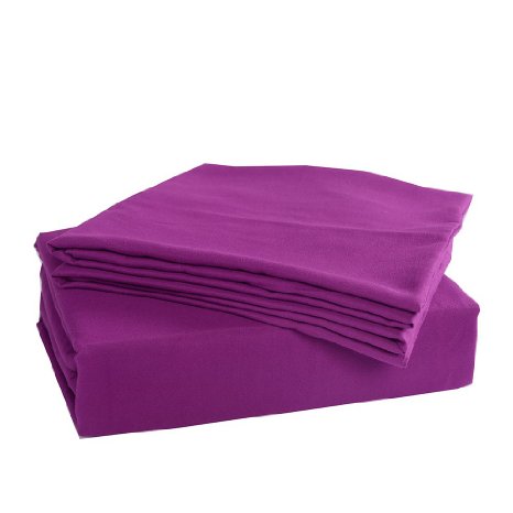 Honeymoon 1500T Solid Brushed Microfiber 4PC bed sheet set, Sheet & Pillowcase Sets - Queen, Purple
