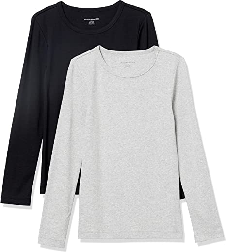 Amazon Essentials Women's 2-Pack Slim-Fit Long-Sleeve Crewneck T-Shirt