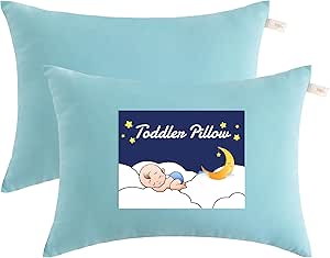 NTBAY Toddler Pillows, Down Alternative 13"x18" Pillows, Machine Washable - Soft and Breathable Travel Small Pillows for Sleeping, Ideal for Daycare, Crib, Cot, Aqua