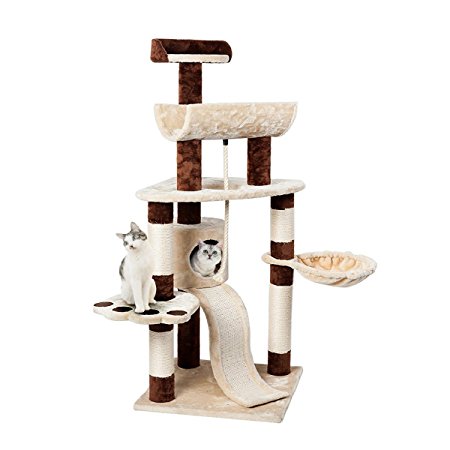Favorite 57" Cat Activity Tree Condo Furniture for Kittens and Cats with Scratching Post and Rope, 6Tiers