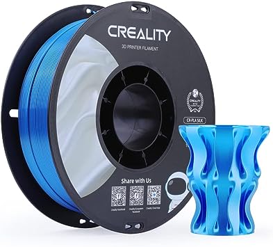 Creality Silk Filament 1.75mm, 3D Printer Filament, Silk Shiny PLA Filament  /-0.02mm, 3D Printing Filament 1KG/2.2lb (Blue)