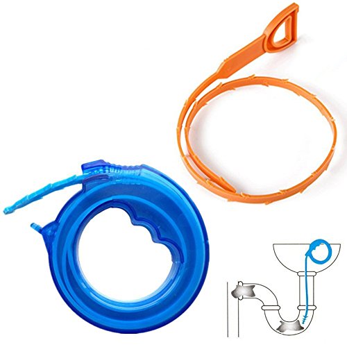 Daixers 2PCS Hair Drain Clog Remover Drain Relief Tool for Drain Cleaning Blue17'' Yellow 20''(2 Pairs)