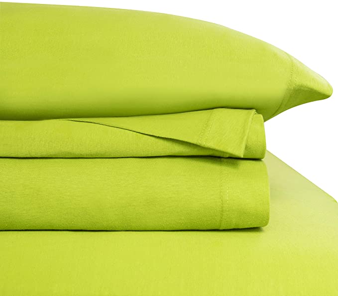 Baltic Linen Jersey Cotton Sheet Set Twin Lime Green 3-Piece Set