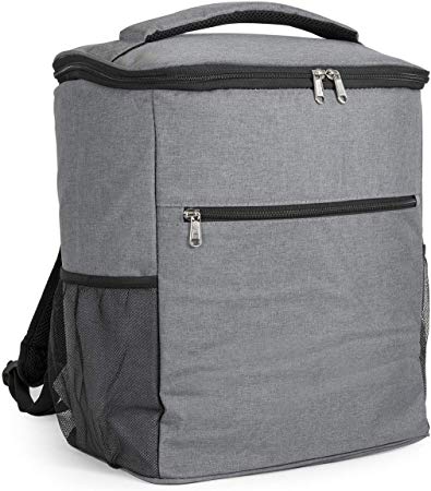 AVAFORT Insulated Cooler Backpack, Leakproof Soft Cooler for Lunch, Picnic, Hiking, Beach, Park, Soft-Sided Cooling Bag for Picnic, Beach, Camping, Hiking, 24Can (Grey)
