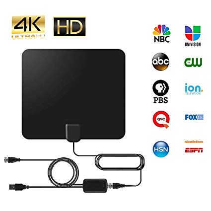 Digital HDTV Antenna (2020 Early Release), 50 to 80 Mile Amplified Range, 1080p & 4K UHD TV Compatible, 13ft Cable