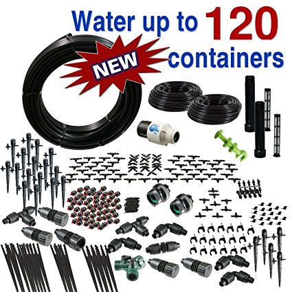 Drip Irrigation Kit for Container Gardening Ultimate Size - Water 120 Plants