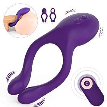 Vibrating Cock Ring with 10 Powerful Vibration Modes, Waterproof Multifunctional G Spot Vibe Nipple Massager Rechargeable Penis Vibrator Perineum Stimulator for Man Couples Play