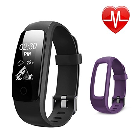 Fitness Tracker HR with a Replacement Band, Letsfit Activity Tracker Watch with Heart Rate Monitor, IP67 Water Resistant Pedometer, Calorie and Step Counter Watch for Android & iOS