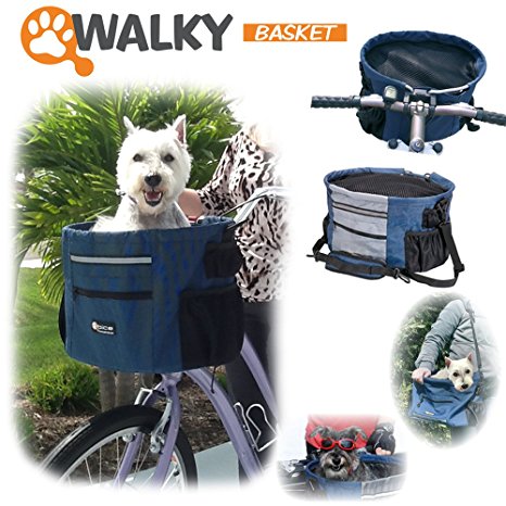 Walky Basket Pet Dog Bicycle Bike Basket & Carrier Easy Click Release Mounting
