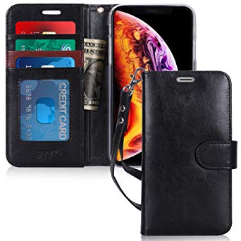 FYY Case for iPhone Xs Max (6.5") 2018, [Kickstand Feature] Flip Folio Leather Wallet Case with ID and Credit Card Pockets for iPhone Xs Max (6.5") 2018 Black