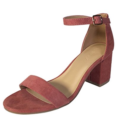 BAMBOO Women's Block Heel Sandal With Ankle Strap