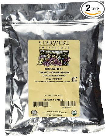 Starwest Botanicals Organic Cinnamon Powder - 1 Pound - Freshly Ground Korintje Cinnamon (Pack of 2)