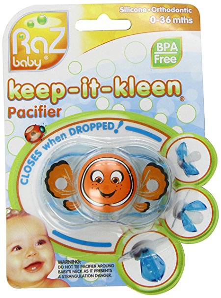 RaZbaby Keep-it-Kleen Pacifier - Finley Clown Fish