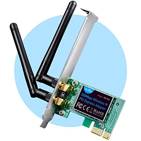 Cudy WE300 N300 PCIe WiFi Card for PC, 300Mbps WiFi PCIe Card, Wireless Network Card, Free Driver on Windows 10/8.1/8